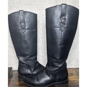 Frye Jayden Button Tall Riding Boots,‎ Black Leather, Women's 8.5 Equestrian